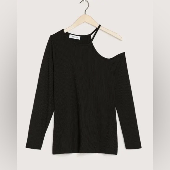 Addition Elle Black Long-Sleeve Knit Top with Cold Shoulder Size 1x - Picture 3 of 10